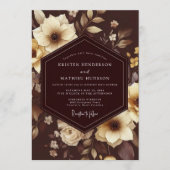 Espresso Ivory Baroque Wedding Kaart (Voorkant)