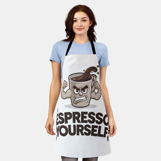 Espresso Jezelf - Grappig Koffie Liefhebber Design Schort (Gedragen)