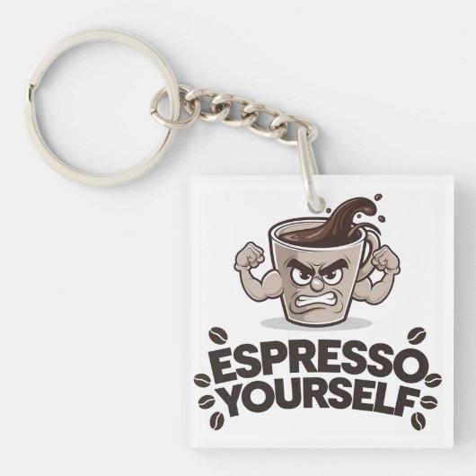 Espresso Jezelf - Grappig Koffie Liefhebber Design Sleutelhanger (voorkant)