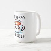 Espresso Jezelf - Grappig Pixel Art Koffie Design Koffiemok (Voorkant rechts)