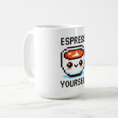 Espresso Jezelf - Grappig Pixel Art Koffie Design Koffiemok (Voorkant links)