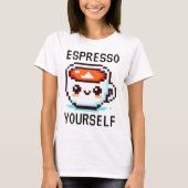 Espresso Jezelf - Grappig Pixel Art Koffie Design T-shirt (Voorkant)
