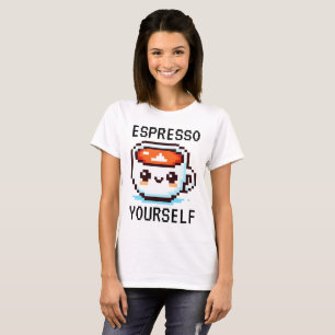 Espresso Jezelf - Grappig Pixel Art Koffie Design T-shirt