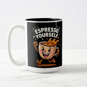 Espresso Jezelf Grappige Koffie Woordspeling Mooie Tweekleurige Koffiemok