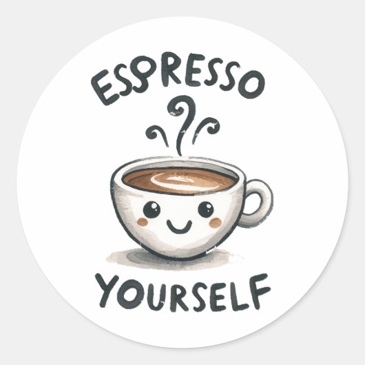 Espresso Jezelf koffie Ronde Sticker (Voorkant)
