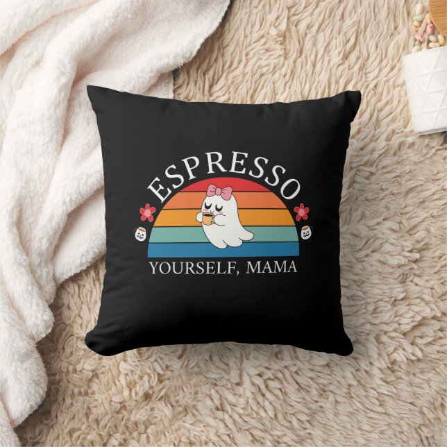 Espresso Jezelf Mama - Retro Rainbow Ghost Kussen (Deken)