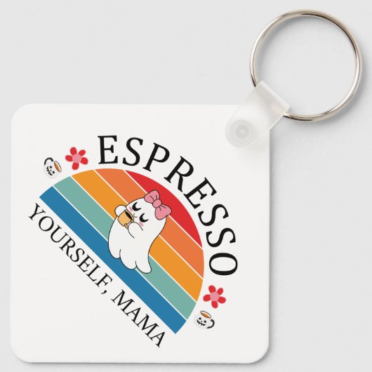 Espresso Jezelf Mama - Retro Rainbow Ghost Sleutelhanger (Achterkant)