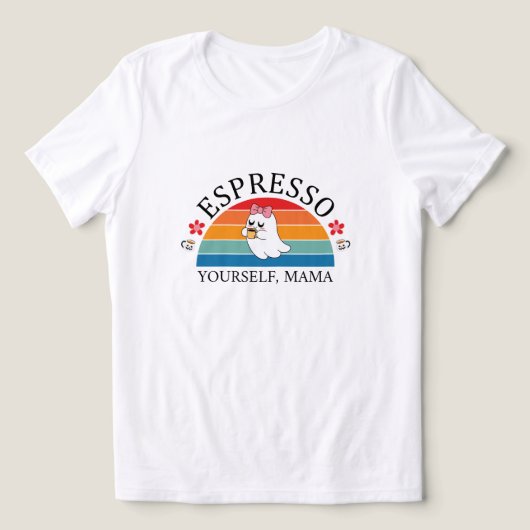 Espresso Jezelf Mama - Retro Rainbow Ghost Tri-Blend Shirt (Design voorkant)
