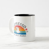 Espresso Jezelf Mama - Retro Rainbow Ghost Tweekleurige Koffiemok (Voorkant links)