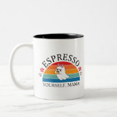 Espresso Jezelf Mama - Retro Rainbow Ghost Tweekleurige Koffiemok (Links)