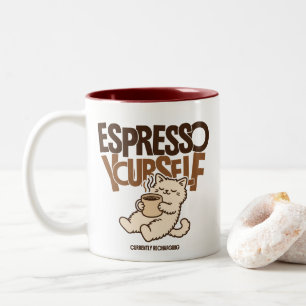 Espresso jezelf Schattige koffiekat – Grappig cafe Tweekleurige Koffiemok
