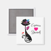 Espresso Jezelf Zwarte Kat Magneet (Voorkant / Achterkant)