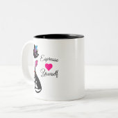 Espresso Jezelf Zwarte Kat Tweekleurige Koffiemok (Voorkant links)