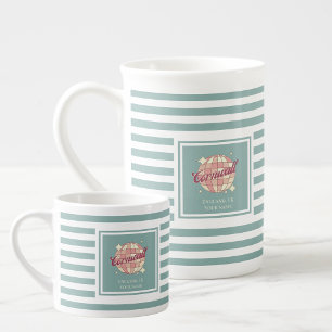 Espresso koffie mok met blauwgroen strepen Cornwal