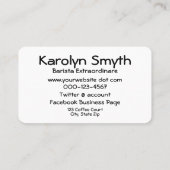 Espresso Koffie Typografie Cup Spoon Word Cloud Visitekaartje (Achterkant)