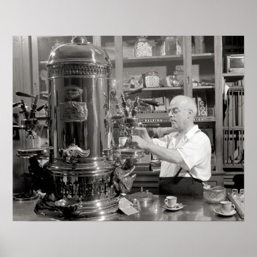 Espresso-koffiebar, 1942. Oude foto Poster (Voorkant)