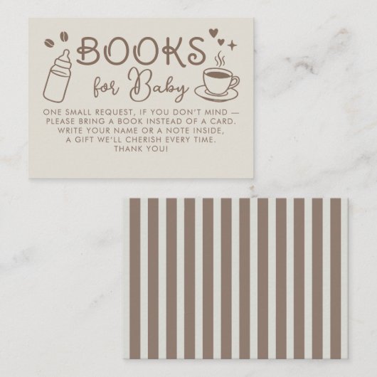 Espresso Koffieboeken voor babyverzoek Informatiekaartje (Voorkant / Achterkant)