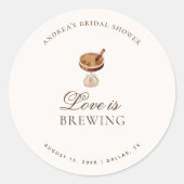 Espresso Koffieliefde is Vrijgezellenfeest brouwen Ronde Sticker (Voorkant)