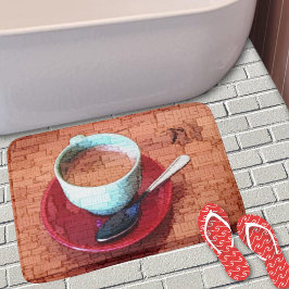 Espresso kop en lepel woordwolk badmat
