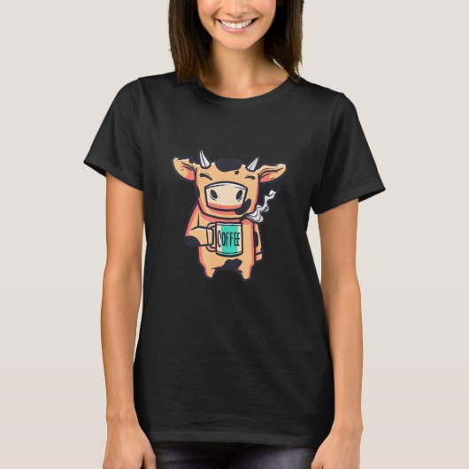 Espresso Latte Caffeine Coffee Mug Cow T-shirt (Voorkant)