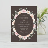 Espresso Lush Botanische Bruiloft Kaart (Staand voorkant)