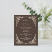 Espresso Luxe Brown and Beige Wedding Menu (Staand voorkant)