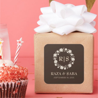 Espresso Luxe Brown and Beige Wedding Vierkante Sticker