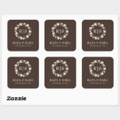 Espresso Luxe Bruine en Beige Huwelijk Vierkante Sticker (Vel)