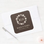 Espresso Luxe Bruine en Beige Huwelijk Vierkante Sticker (Envelop)
