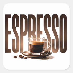Espresso Luxe Koffie Editoriale Grafiek Vierkante Sticker