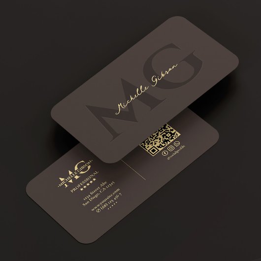 Espresso Luxe Professionele Initialen Modern Visitekaartje