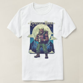 Espresso Maan Weerwolf Koffie Camping Illustratie T-shirt