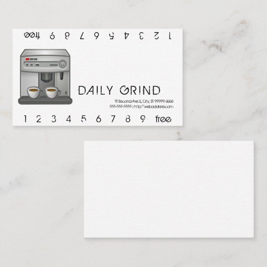 Espresso Machine Punchcard Klantenkaartje (Voorkant / Achterkant)