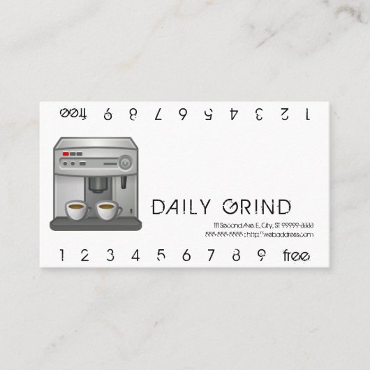 Espresso Machine Punchcard Klantenkaartje (Voorkant)