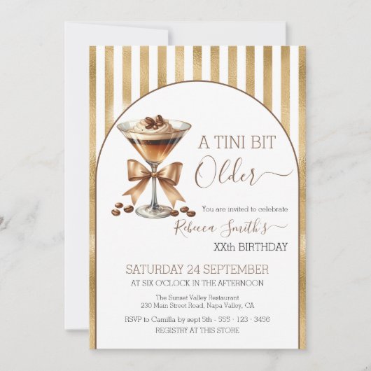 Espresso martini 'A tini bit Older' Gouden verjaar Kaart (Voorkant)