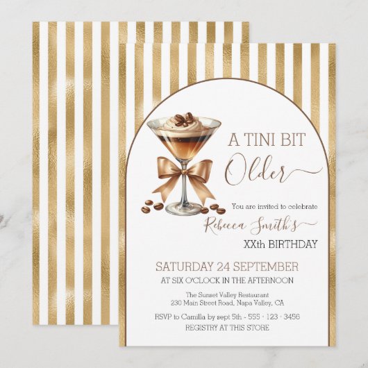 Espresso martini 'A tini bit Older' Gouden verjaar Kaart (Voorkant / Achterkant)