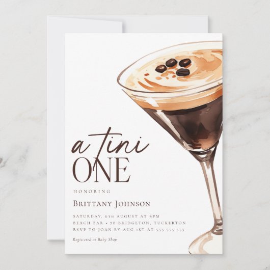 Espresso Martini A Tini One Baby shower Kaart (Voorkant)