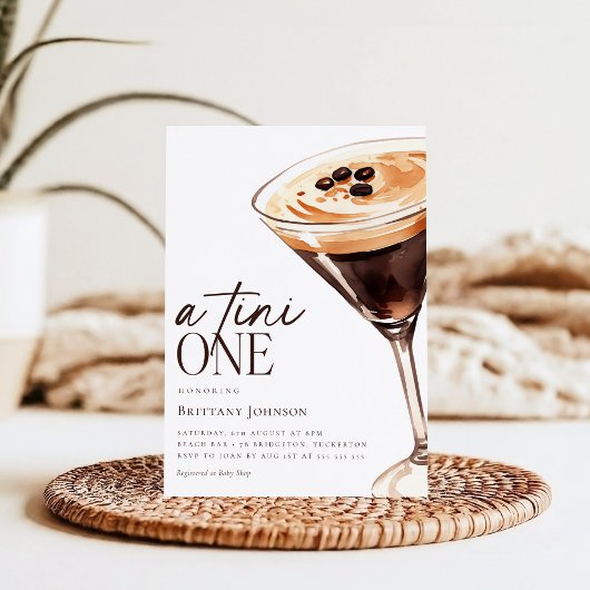 Espresso Martini A Tini One Baby shower Kaart