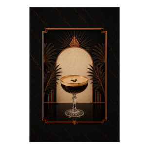 Espresso Martini Art Deco Poster Printbare Koffi
