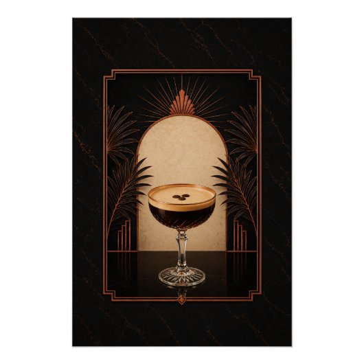 Espresso Martini Art Deco Poster | Printbare Koffi (Voorkant)