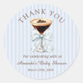 Espresso Martini Baby Shower Bedankt Sticker (Voorkant)