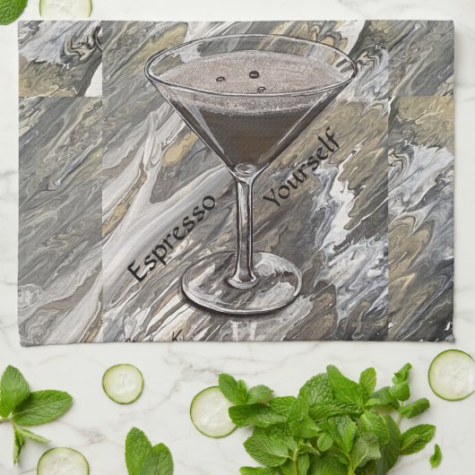 Espresso Martini bar keukenhanddoek (Gevouwen)