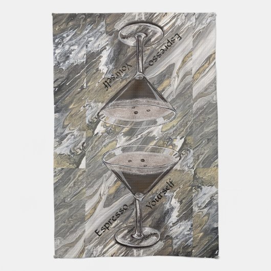 Espresso Martini bar keukenhanddoek (Verticaal)