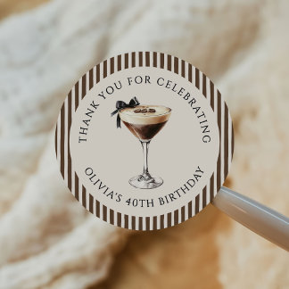 Espresso Martini Birthday Party Thank You Ronde Sticker