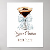 Espresso Martini Blue Coquette Bow Custom Sign Poster (Voorkant)