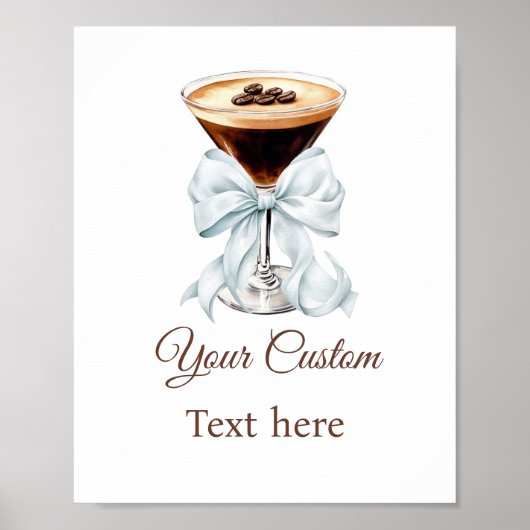 Espresso Martini Blue Coquette Bow Custom Sign Poster (Voorkant)