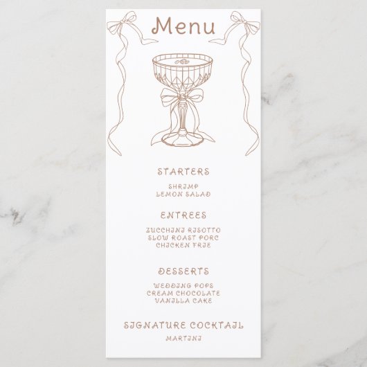 Espresso Martini Boog Bruidsfeest Menu (Voorkant)