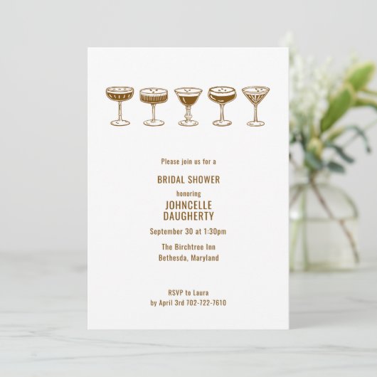 Espresso Martini Bridal Shower w/QR Code Kaart (Staand voorkant)