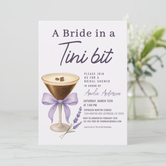 Espresso Martini Bride in a Tini Bit Bridal Shower Kaart (Staand voorkant)