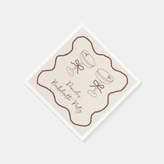 Espresso Martini Brown Hand getrokken Bachelorette Servet (Hoek)